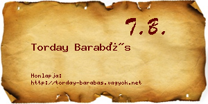 Torday Barabás névjegykártya